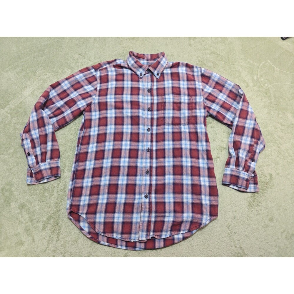 Ridgecut Toughwear Men M Flannel Shirt Long Sleeve Red Blue Plaid Button Down